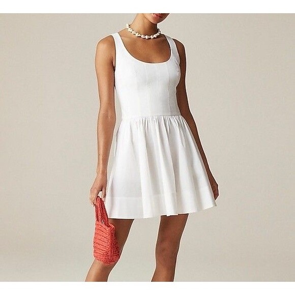 J. Crew White Fit And Flare Mini Dress Sleeveless Size 18 Coquette Romantic - Picture 1 of 15